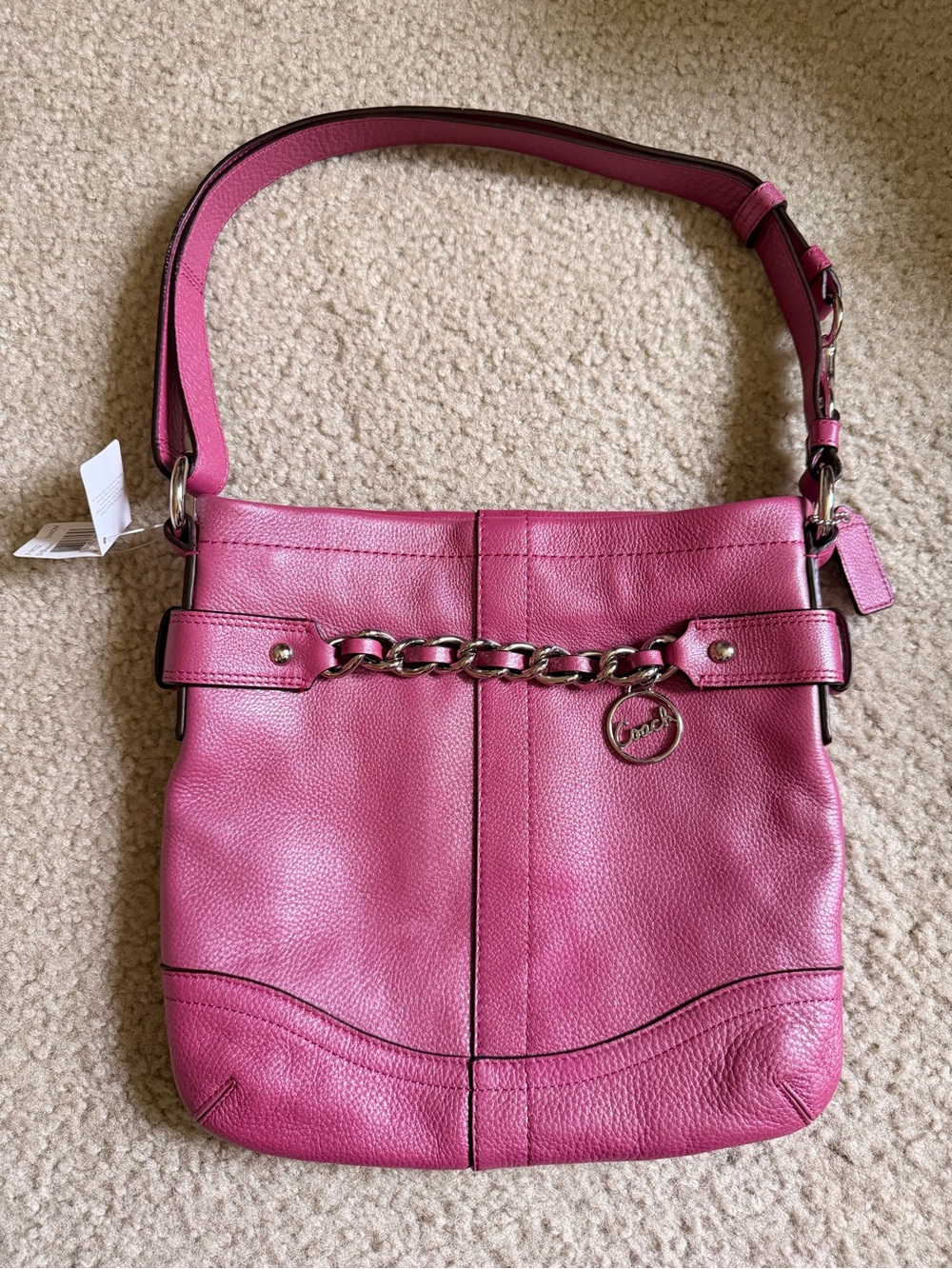 Coach Blossom Pink Leather Chain-Accent Shoulder Bag F19722